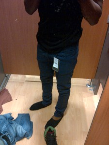 Christopher Thomas Trying on skinny jeans