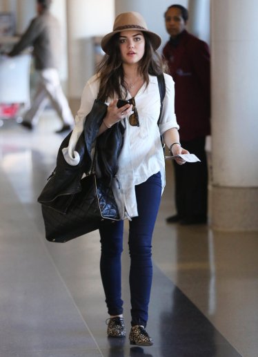 Lucy Hale wearing Dolce Vita Oxfords.